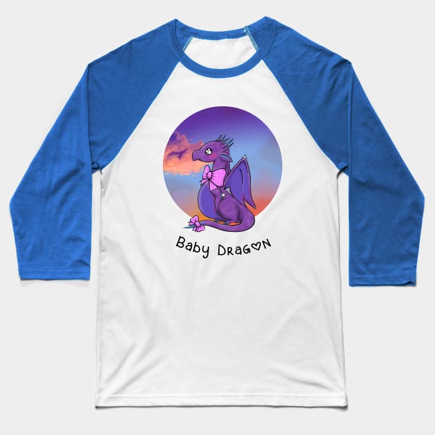 Sunset Baby Dragon Baseball T-Shirt by TreatYourLittle